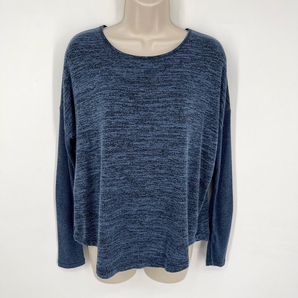 Rag & Bone Amelie Long Sleeve Top Tee Sz S Blue Indigo Multi Relaxed Ribbed Soft